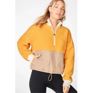 Half zip color block fleece half zip size large